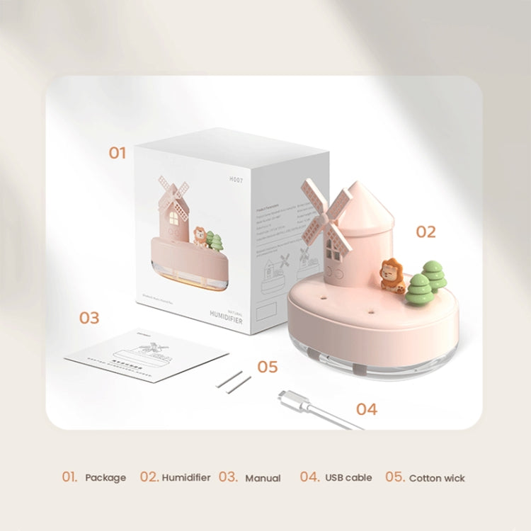 ZAY-H007 LED Light Double Spray Wireless Mini Desktop Windmill Music Humidifier(Pink) by bashfashion