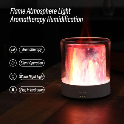Colorful Light Flame Aromatherapy Humidifier Home Ambient Light Desktop Fragrance Diffuser(White) by bashfashion
