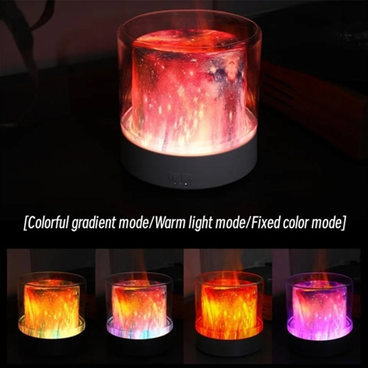 Colorful Light Flame Aromatherapy Humidifier Home Ambient Light Desktop Fragrance Diffuser(White) by bashfashion