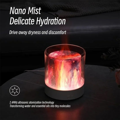 Colorful Light Flame Aromatherapy Humidifier Home Ambient Light Desktop Fragrance Diffuser(White) by bashfashion