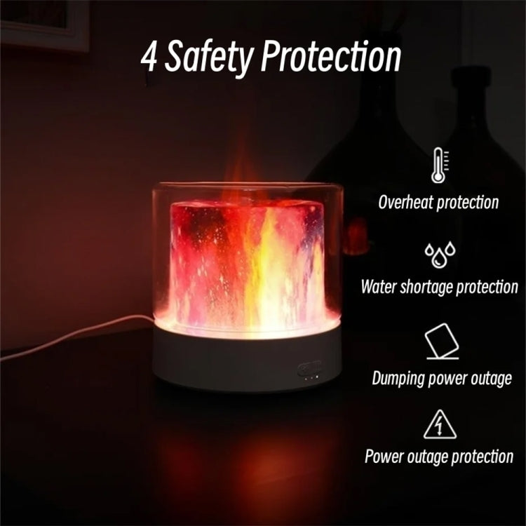 Colorful Light Flame Aromatherapy Humidifier Home Ambient Light Desktop Fragrance Diffuser(White) by bashfashion