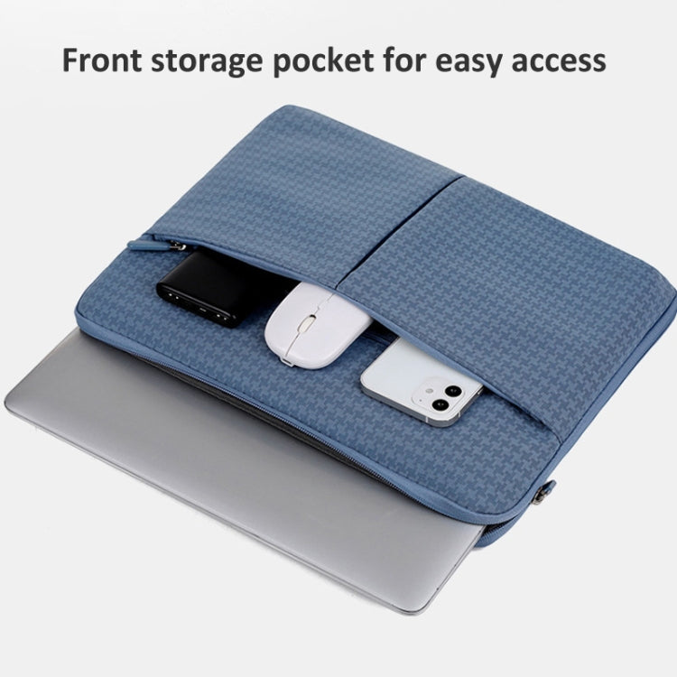 10/11 Inch Houndstooth Pattern Oxford Cloth Laptop Bag Waterproof Tablet Storage Bag(Haze Blue) by bashfashion