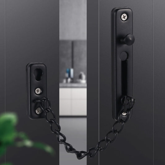 With Insurance Door Buckle Security Chain Anti-burglary Door Chain Latch Household Door Inside Reverse Lock Anti-burglary Buckle, Color: Matte Black by bashfashion