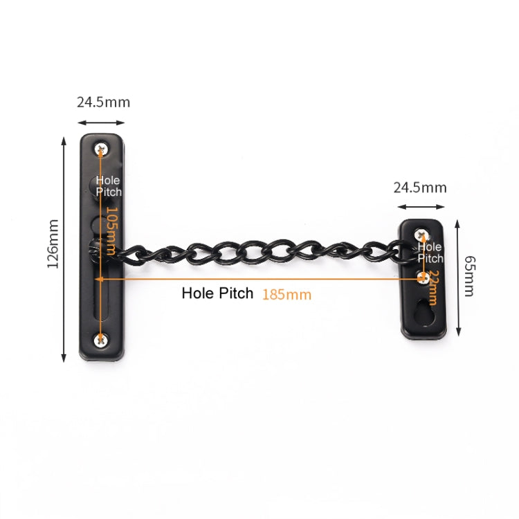 With Insurance Door Buckle Security Chain Anti-burglary Door Chain Latch Household Door Inside Reverse Lock Anti-burglary Buckle, Color: Matte Black by bashfashion