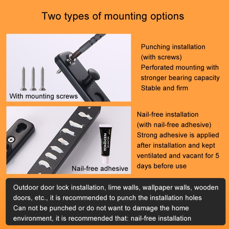 With Insurance Door Buckle Security Chain Anti-burglary Door Chain Latch Household Door Inside Reverse Lock Anti-burglary Buckle, Color: Matte Black by bashfashion