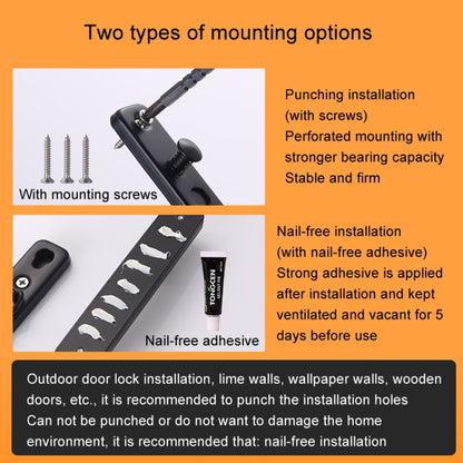 With Insurance Door Buckle Security Chain Anti-burglary Door Chain Latch Household Door Inside Reverse Lock Anti-burglary Buckle, Color: Matte Black by bashfashion