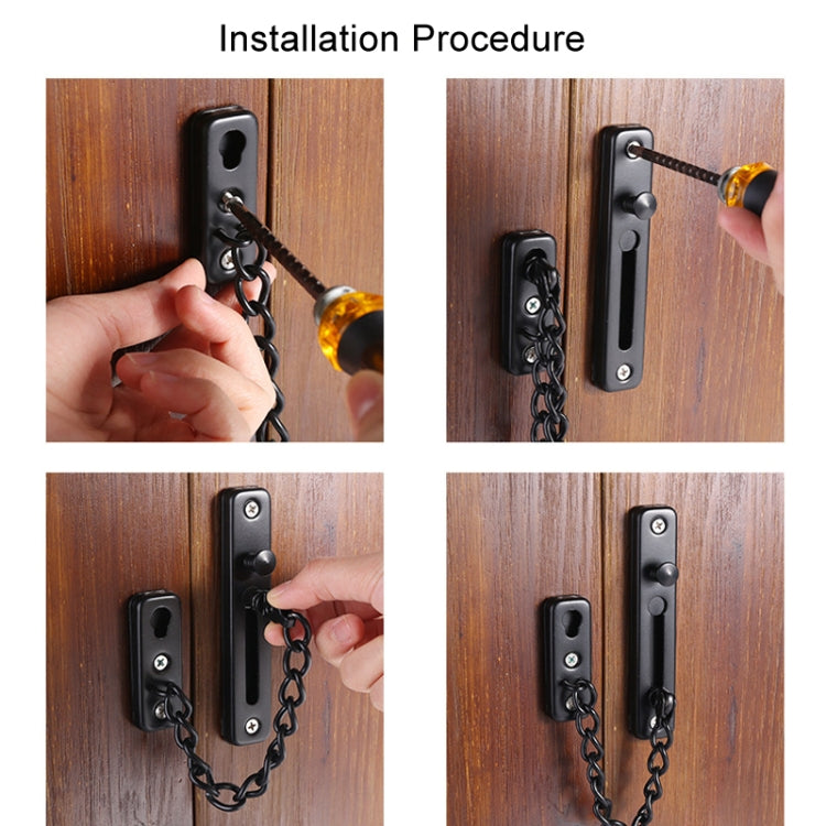 With Insurance Door Buckle Security Chain Anti-burglary Door Chain Latch Household Door Inside Reverse Lock Anti-burglary Buckle, Color: Matte Black by bashfashion
