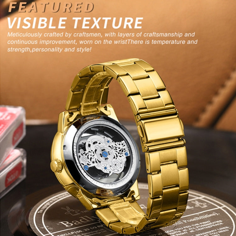 BINBOND B3030 Embossed Dragon Luminous Waterproof Quartz Watch, Color: Full-gold Black by BINBOND