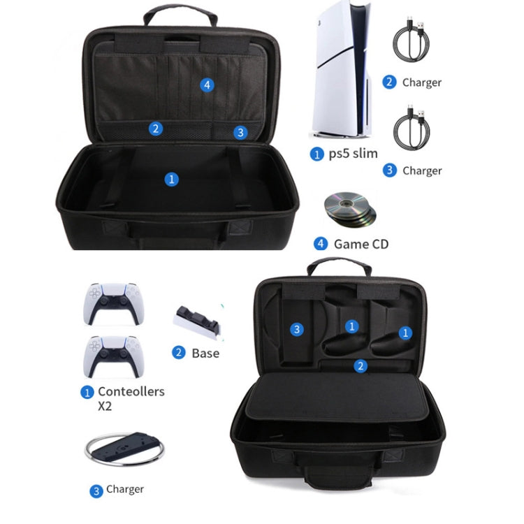 For PS5 Slim Game Console EVA Storage Bag Handbag Carrying Case(1900 Black) by bashfashion