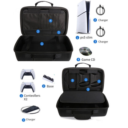 For PS5 Slim Game Console EVA Storage Bag Handbag Carrying Case(1900 Black) by bashfashion