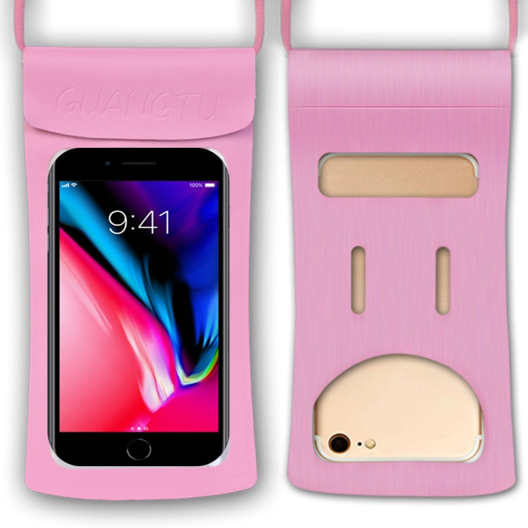 TPU Transparent Touch Screen Phone 30m Waterproof Bag Outdoor Rafting Phone Case(Rose Gold) by GUANGTU