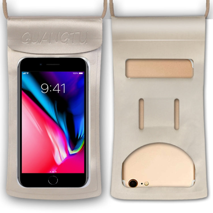 TPU Transparent Touch Screen Phone 30m Waterproof Bag Outdoor Rafting Phone Case(Champagne) by GUANGTU