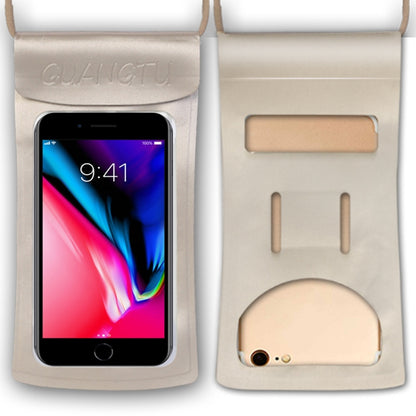 TPU Transparent Touch Screen Phone 30m Waterproof Bag Outdoor Rafting Phone Case(Champagne) by GUANGTU