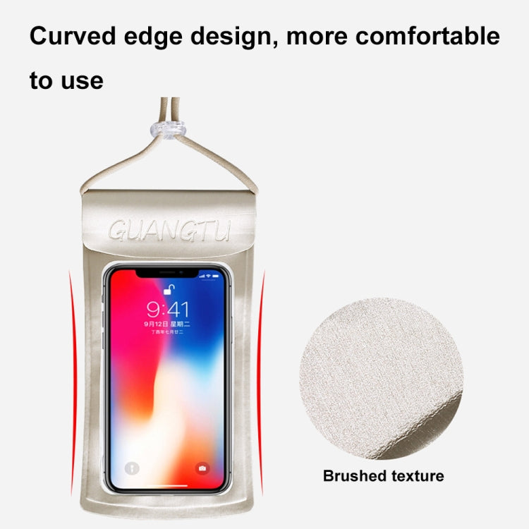 TPU Transparent Touch Screen Phone 30m Waterproof Bag Outdoor Rafting Phone Case(Champagne) by GUANGTU