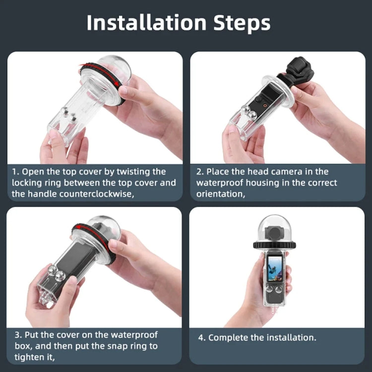 For DJI Osmo Pocket 3 BRDRC 40m Depth Waterproof Case Diving Housing Cover(Transparent Handle) by BRDRC