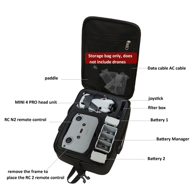 For DJI Mini 4 Pro BKANO Storage Bag Shoulder Bag Messenger Bag Suitcase(Black) by BKANO