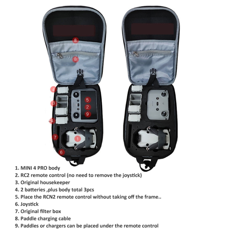 For DJI Mini 4 Pro Drone Chest Bag Backpack Crossbody Bag Storage Box(Black) by bashfashion