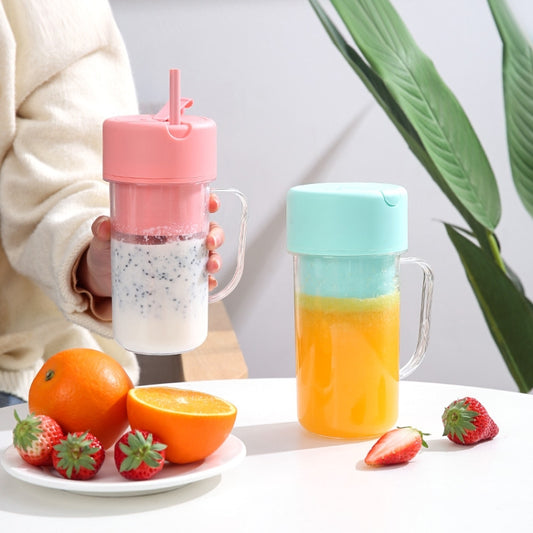 420ml 6 Blades Straw Juice Cup USB Charging Portable Fruit Juicer Smoothie Maker(Pink) by bashfashion