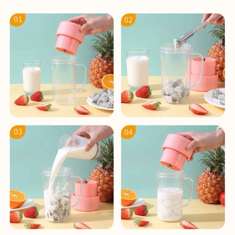420ml 6 Blades Straw Juice Cup USB Charging Portable Fruit Juicer Smoothie Maker(Pink) by bashfashion