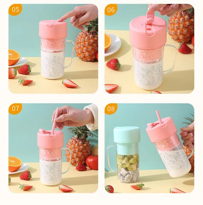 420ml 6 Blades Straw Juice Cup USB Charging Portable Fruit Juicer Smoothie Maker(Green) by bashfashion