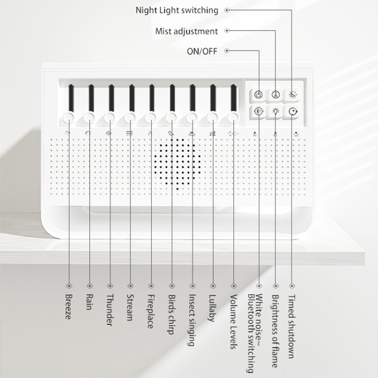 C221 Bluetooth White Noise Flame Aromatherapy Machine Home Desktop Humidifier(English Version) by bashfashion