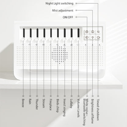 C221 Bluetooth White Noise Flame Aromatherapy Machine Home Desktop Humidifier(English Version) by bashfashion