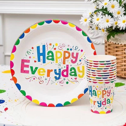 10pcs /Set Birthday Colorful Disposable Tableware Theme Party Decoration Set, Style: 9 inch Paper Tray by bashfashion