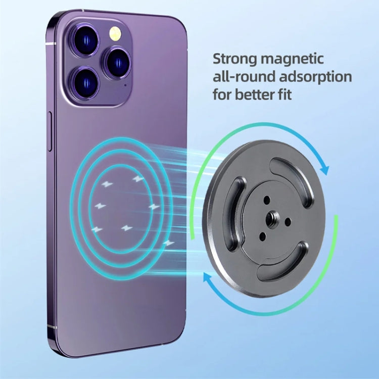 Magnetic Phone Holder with 1/4 Inch Hole for Tripod Magic Arm(Titanium Color) by bashfashion