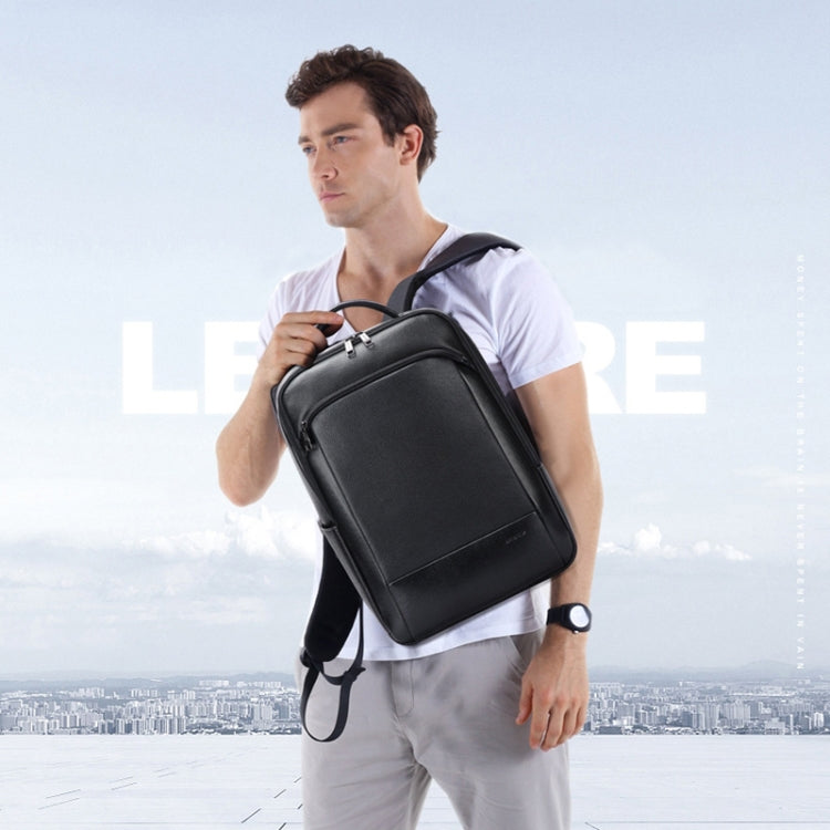 Bopai 61-123311 Large-Capacity First-Layer Cowhide Business Laptop Backpack(Black) by Bopai