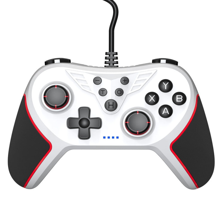 For Switch / PC USB Wired Gamepad With Vibration And Burst Function(White) by bashfashion