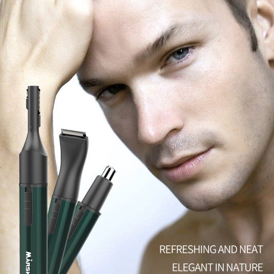 MARSKE MS-7111 3 In 1 Electric Nose Hair Trimmer Type-C Rechargeable Grooming Instrument(Green) by MARSKE