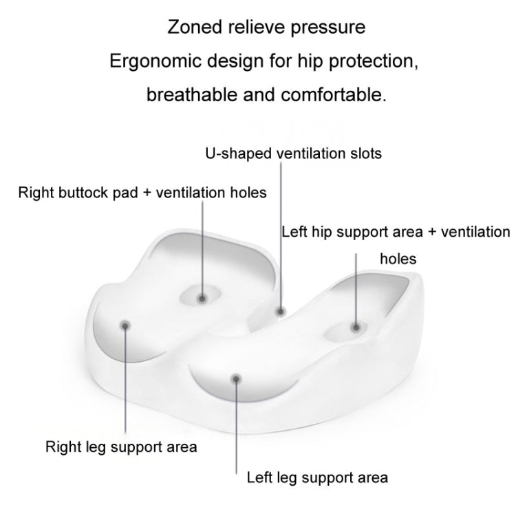 Office Sedentary Memory Foam Breathable Cushion Chair Hip Seat Cushion(Black) by bashfashion