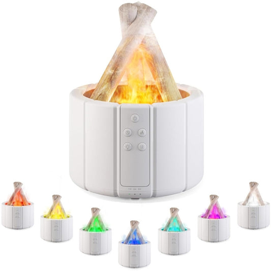 Bonfire Shaped Remote Control Aroma Diffuser Desktop Flame Humidifier, Color: Colorful White by bashfashion