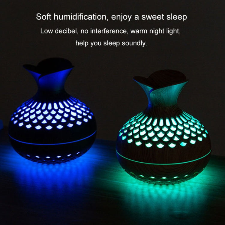LED Light Aromatherapy Diffuser Home Small Vase Quiet Humidifier Aromatherapy Diffuser 2 In 1(Shallow Wood) by bashfashion