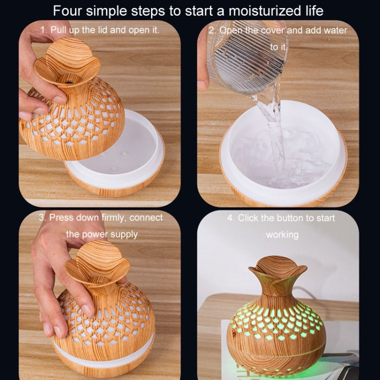 LED Light Aromatherapy Diffuser Home Small Vase Quiet Humidifier Aromatherapy Diffuser 2 In 1(Shallow Wood) by bashfashion