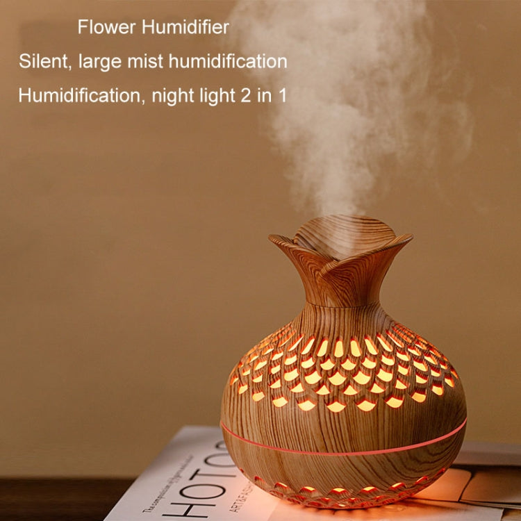 LED Light Aromatherapy Diffuser Home Small Vase Quiet Humidifier Aromatherapy Diffuser 2 In 1(Shallow Wood) by bashfashion