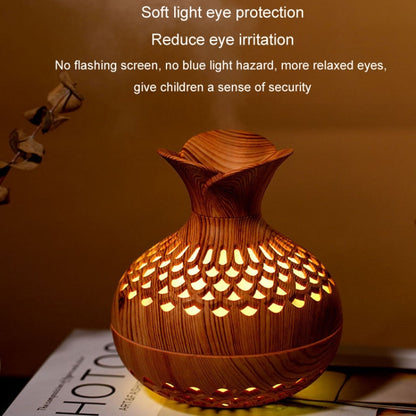 LED Light Aromatherapy Diffuser Home Small Vase Quiet Humidifier Aromatherapy Diffuser 2 In 1(Shallow Wood) by bashfashion