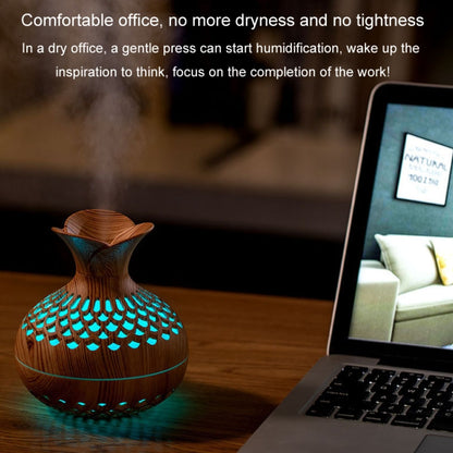 LED Light Aromatherapy Diffuser Home Small Vase Quiet Humidifier Aromatherapy Diffuser 2 In 1(Shallow Wood) by bashfashion