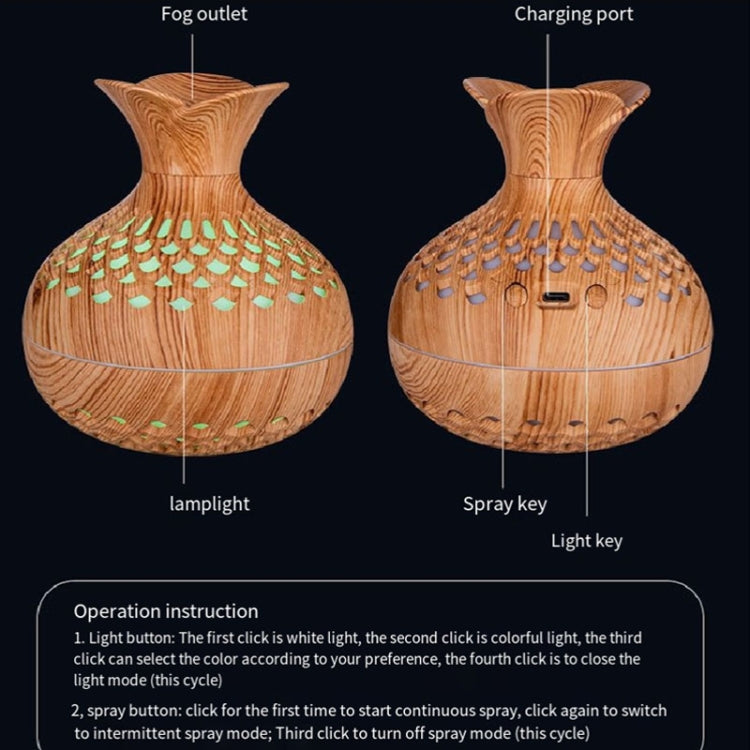LED Light Aromatherapy Diffuser Home Small Vase Quiet Humidifier Aromatherapy Diffuser 2 In 1(Shallow Wood) by bashfashion