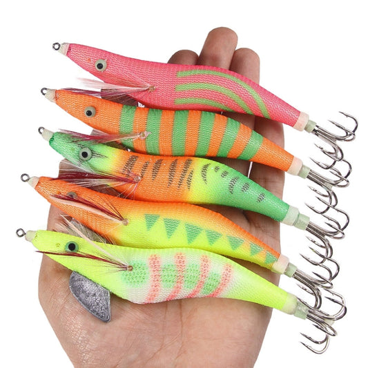 22colors /Set HENGJIA SJ059 Luminous Wooden Shrimp Dummy Bait Squid Hook Hard Bait, Size: 15cm 28g by HENGJIA