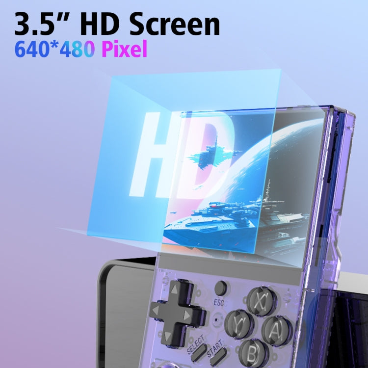 R35PLUS 3.5 Inch Handheld Game Console Built-in 64G 10,000+ Games(Transparent Black) by bashfashion