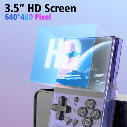 R35PLUS 3.5 Inch Handheld Game Console Built-in 64G 10,000+ Games(Transparent Black) by bashfashion
