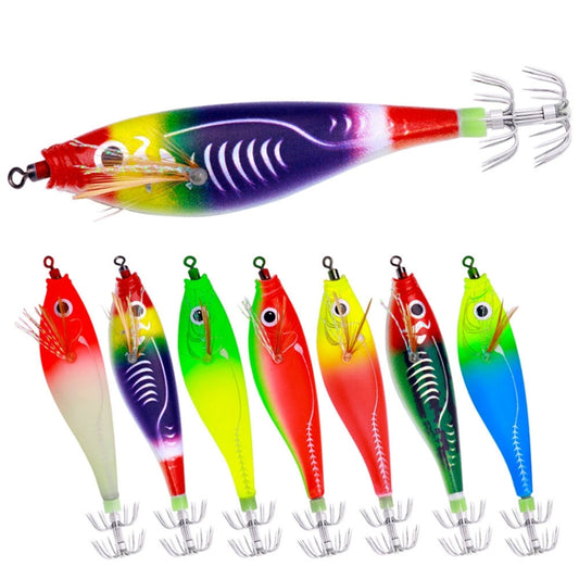 7colors /Set HENGJIA SJ051 Luminous Wooden Shrimp Dummy Bait Squid Hook Hard Bait, Size: 9.5cm 10g by HENGJIA