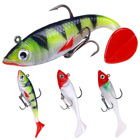 5pcs /Pack HENGJIA SO071 T-Tail Lead Fishing Lure Lua Fishing Soft Bait, Size: 8.5cm 10.6g(Red) by HENGJIA