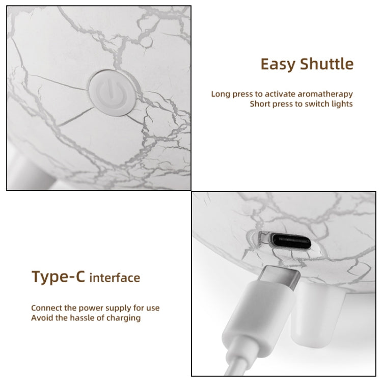 D612 USB Plug-in Colorful Gradient Atmosphere Light Flame Crack Aromatherapy Humidifier(White) by bashfashion