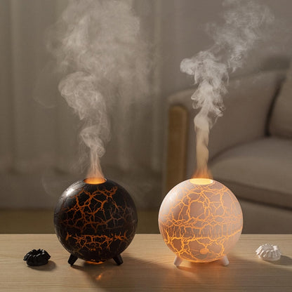 D612 USB Plug-in Colorful Gradient Atmosphere Light Flame Crack Aromatherapy Humidifier(Black) by bashfashion