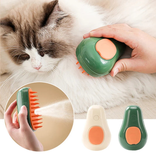 Pet Spray Steamy Brush Cat Dog Grooming Massage Comb(Avocado White) by bashfashion