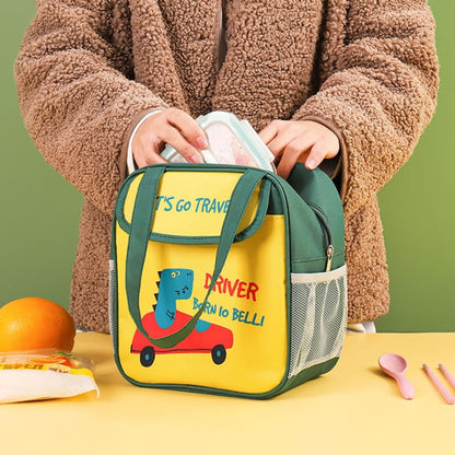 Portable Lunch Bag Bento Box Carrying Case Cute Cartoon Insulated Picnic Bag, Color: X-green by bashfashion
