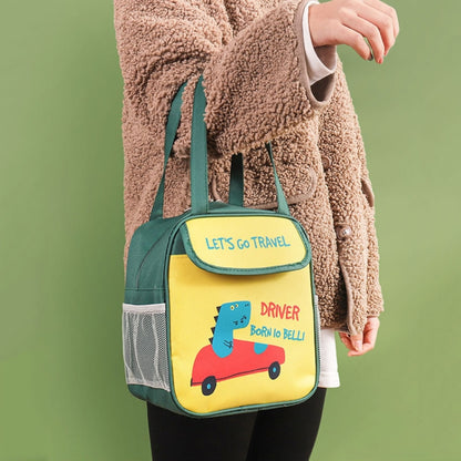 Portable Lunch Bag Bento Box Carrying Case Cute Cartoon Insulated Picnic Bag, Color: X-green by bashfashion