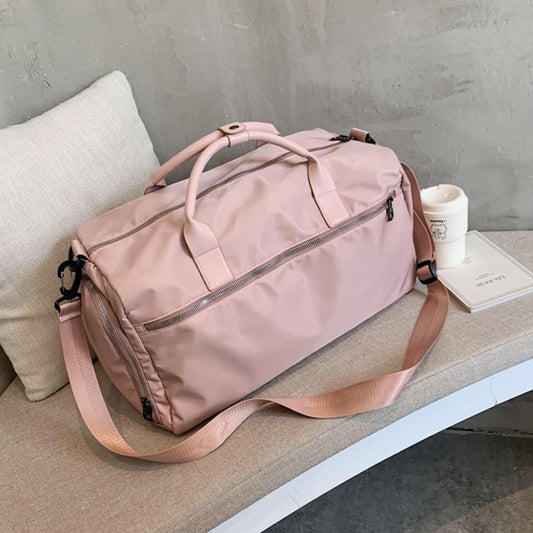 Large Capacity Portable Fitness Sports Handbag Leisure Travel Bag with Shoe Compartment(Khaki) by bashfashion